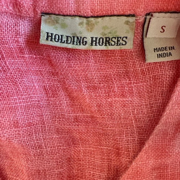 Anthropologie Holding Horses Linen Top Pink Sleeveless High-Low Hem Small - Picture 3 of 5
